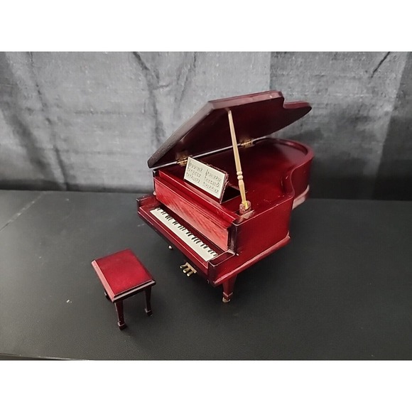 Dollhouse Miniature Baby Grand Piano Music Room Parlor Mahogany Wood Furniture - Picture 2 of 4
